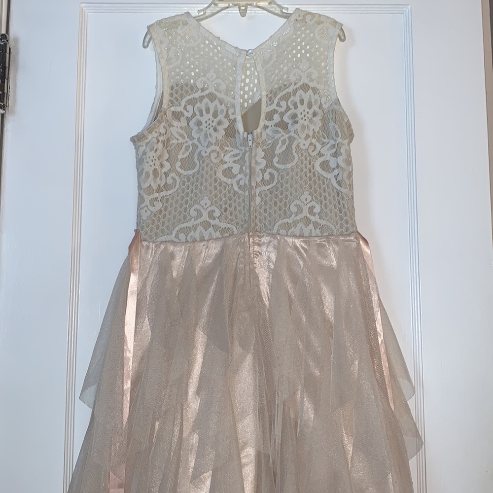 Rare Editions 12 Lace Overlay Dress EUC Cream Blush Color Special Occasion - Picture 7 of 17